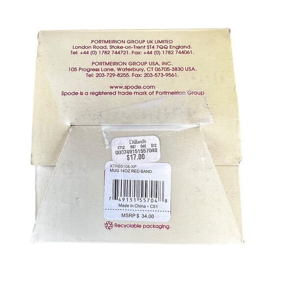 Spode Christmas Tree Red Trim Handle Mug 14 oz Holiday Original Box 4.5" - Picture 8 of 9
